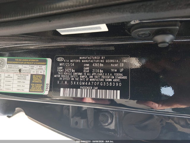 Продажа на аукционе авто 2015 Kia Optima Lx, vin: 5XXGM4A70FG358390, номер лота: 44803233