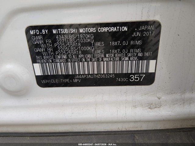 Продаж на аукціоні авто 2017 Mitsubishi Outlander Sport 2.0 Le, vin: JA4AP3AU7HZ063245, номер лоту: 44803247