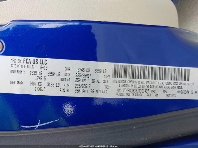 2018 DODGE GRAND CARAVAN 2C4RDGBG0JR331487 Photo 8