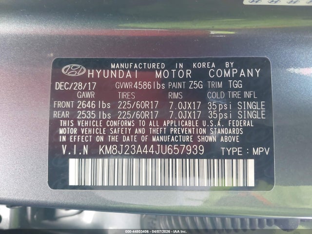 2018 HYUNDAI TUCSON KM8J23A44JU657939 Photo 8