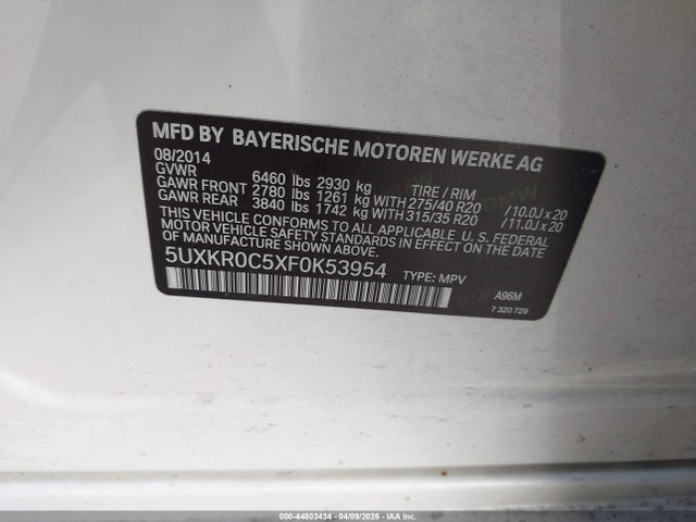 5UXKR0C5XF0K53954 BMW X5 Xdrive35i