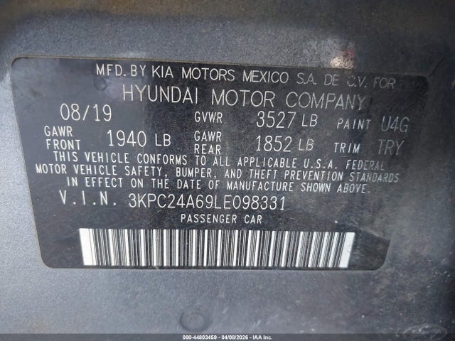 Hyundai ACCENT SE 2020 3KPC24A69LE098331 Image 9