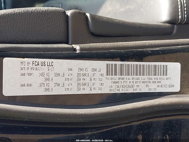 Продаж на аукціоні авто 2017 Jeep Grand Cherokee Limited 4x4, vin: 1C4RJFBG2HC954387, номер лоту: 44803460