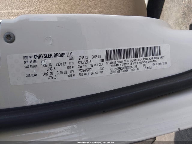2011 Chrysler Town & Country Limited მანქანა იყიდება აუქციონზე, vin: 2A4RR6DG4BR655286, აუქციონის ნომერი: 44803508