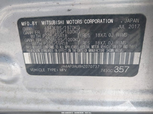 Aukcja sprzedaży 2017 Mitsubishi Outlander Sport 2.0 Le, vin: JA4AP3AU8HZ070737, numer aukcji: 44803512