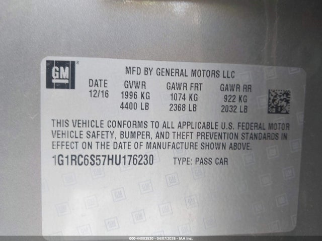 1G1RC6S57HU176230 Chevrolet VOLT LT