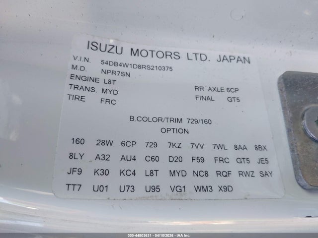 Isuzu NPR 2024 54DB4W1D8RS210375 Image 8