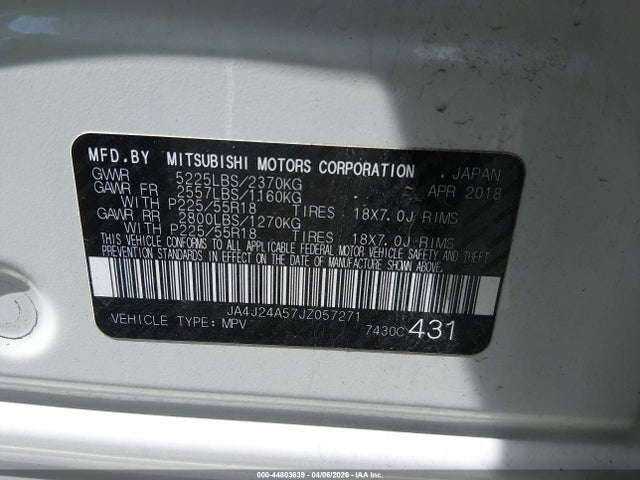 Продаж на аукціоні авто 2018 Mitsubishi Outlander Phev Gt, vin: JA4J24A57JZ057271, номер лоту: 44803639