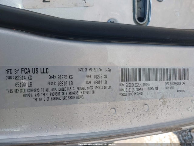 Продажа на аукционе авто 2020 Dodge Charger Sxt Rwd, vin: 2C3CDXBG2LH119435, номер лота: 44803665