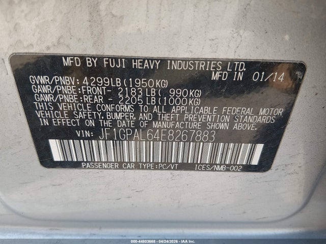 Aukcja sprzedaży 2014 Subaru Impreza 2.0i Sport Premium, vin: JF1GPAL64E8267883, numer aukcji: 44803668