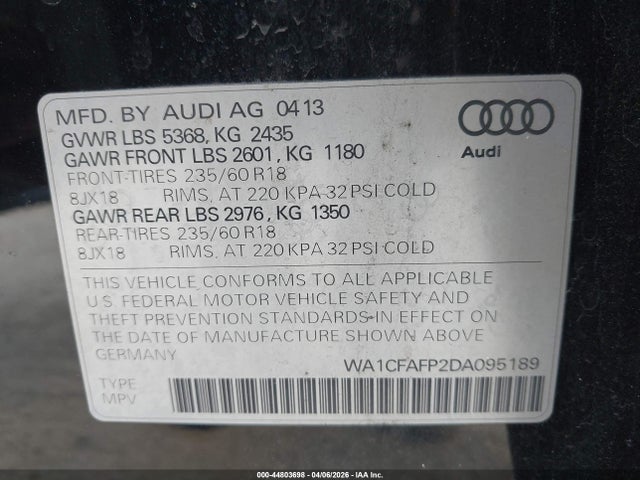 2013 AUDI Q5 WA1CFAFP2DA095189 Photo 8