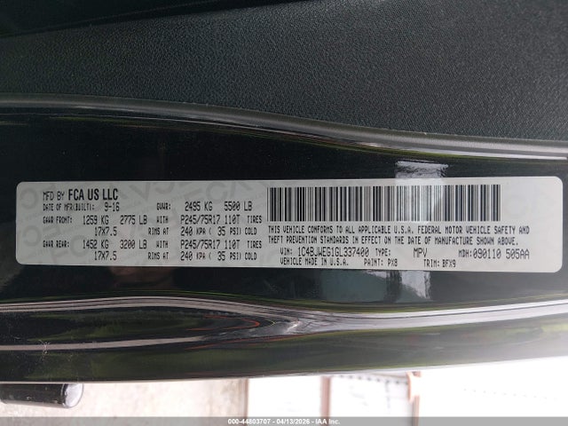 Продаж на аукціоні авто 2016 Jeep Wrangler Unlimited 75th Anniversary, vin: 1C4BJWEG1GL337400, номер лоту: 44803707