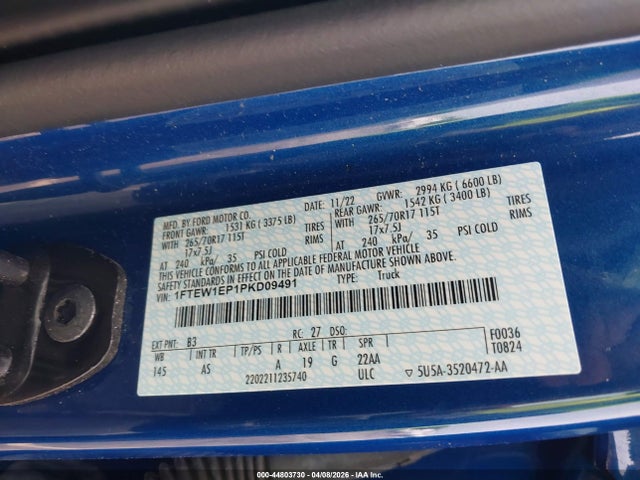 44803730 :رقم المزاد ، 1FTEW1EP1PKD09491 vin ، 2023 Ford F-150 Xl مزاد بيع