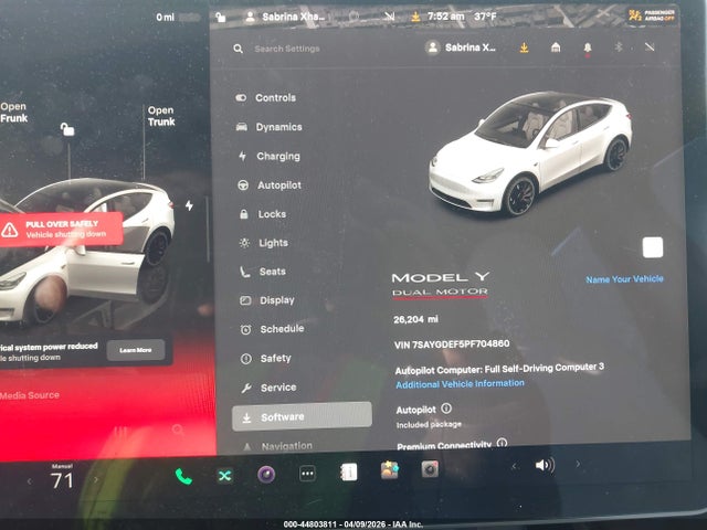 44803811 :رقم المزاد ، 7SAYGDEF5PF704860 vin ، 2023 Tesla Model Y Performance Dual Motor All-wheel Drive مزاد بيع