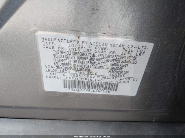 Продаж на аукціоні авто 2020 Nissan Kicks Sr Xtronic Cvt, vin: 3N1CP5DV8LL560158, номер лоту: 44803815