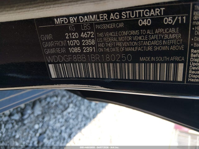 Aukcja sprzedaży 2011 Mercedes-benz C 300 Sport 4matic, vin: WDDGF8BB1BR180250, numer aukcji: 44803855