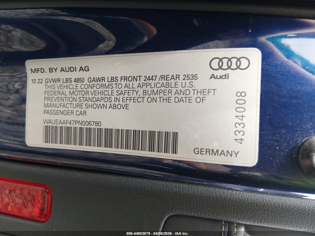 Продаж на аукціоні авто 2023 Audi A4 Premium Plus 45 Tfsi S Line Quattro S Tronic, vin: WAUEAAF47PN006780, номер лоту: 44803879
