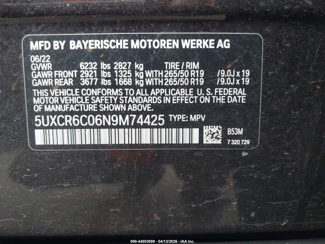 5UXCR6C06N9M74425 BMW X5 Xdrive40i