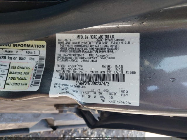 Aukcja sprzedaży 2013 Ford Fusion Se, vin: 3FA6P0H73DR237472, numer aukcji: 44803914