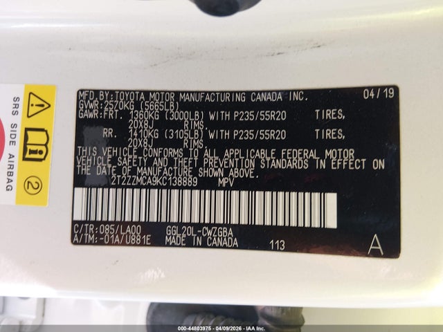 2019 LEXUS RX 350 2T2ZZMCA9KC138889 Photo 8