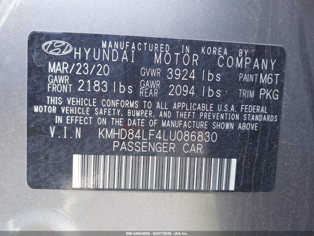 Hyundai Elantra Value Edition 2020 KMHD84LF4LU086830 Image 9
