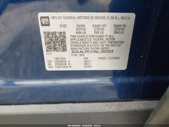 Aukcja sprzedaży 2022 Gmc Terrain Fwd Slt, vin: 3GKALPEV5NL290503, numer aukcji: 44804085