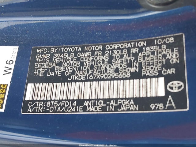 2009 SCION TC JTKDE167X90295658 Photo 8