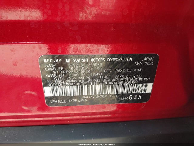 Продаж на аукціоні авто 2024 Mitsubishi Outlander Se 2.5 2wd/se Black Edition S-awc/se Black Edition W/pano Roof S-awc, vin: JA4J3VA8XRZ071951, номер лоту: 44804147