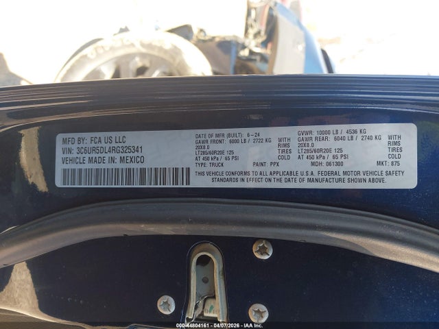44804161 :رقم المزاد ، 3C6UR5DL4RG325341 vin ، 2024 Ram 2500 Big Horn  4x4 6'4 Box مزاد بيع