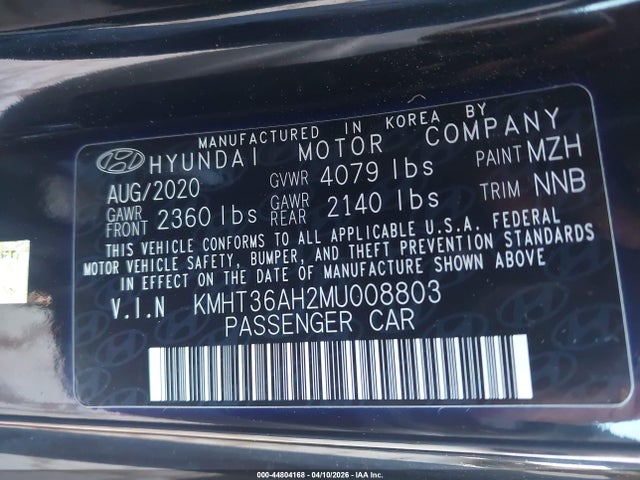 2021 Hyundai Veloster N მანქანა იყიდება აუქციონზე, vin: KMHT36AH2MU008803, აუქციონის ნომერი: 44804168