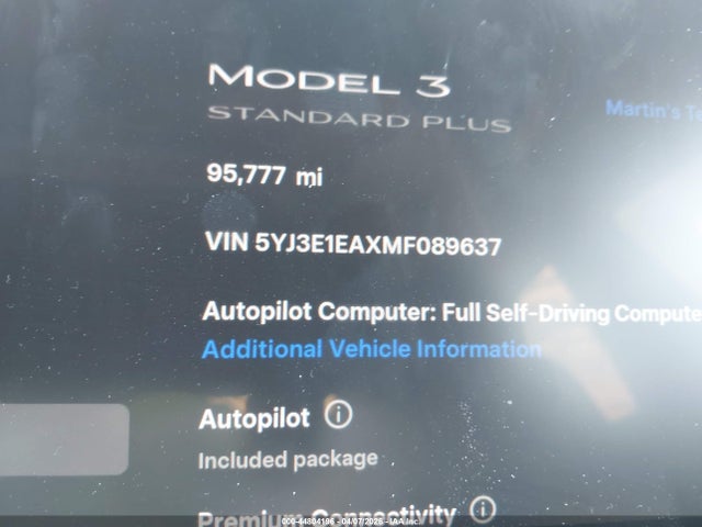 Aukcja sprzedaży 2021 Tesla Model 3 Standard Range Plus Rear-wheel Drive, vin: 5YJ3E1EAXMF089637, numer aukcji: 44804196