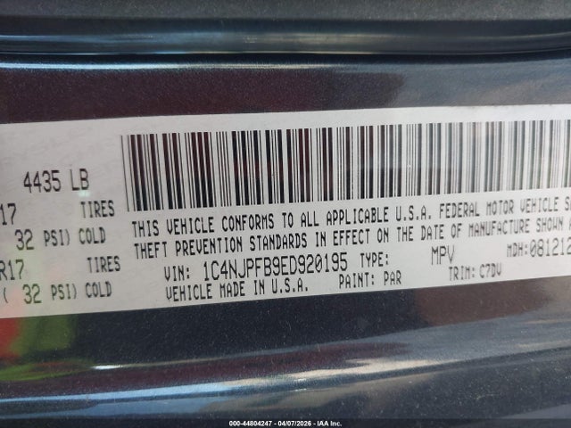 Aukcja sprzedaży 2014 Jeep Patriot Latitude, vin: 1C4NJPFB9ED920195, numer aukcji: 44804247