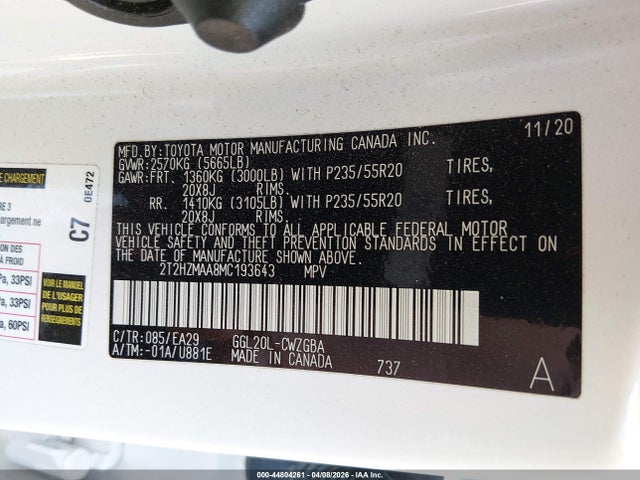 Продажа на аукционе авто 2021 Lexus Rx 350, vin: 2T2HZMAA8MC193643, номер лота: 44804261