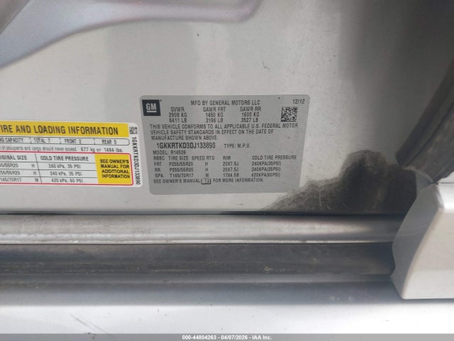 Aukcja sprzedaży 2013 Gmc Acadia Denali, vin: 1GKKRTKD3DJ133890, numer aukcji: 44804263