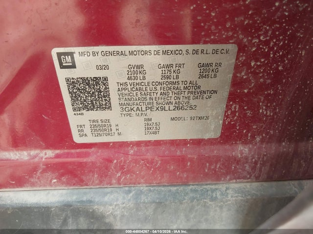 Продажа на аукционе авто 2020 Gmc Terrain Fwd Slt, vin: 3GKALPEX9LL266252, номер лота: 44804267