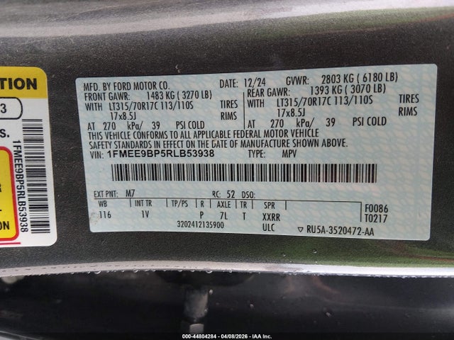Aukcja sprzedaży 2024 Ford Bronco Badlands, vin: 1FMEE9BP5RLB53938, numer aukcji: 44804284
