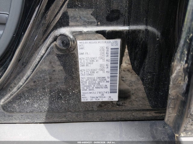 Aukcja sprzedaży 2020 Nissan Rogue Sv Fwd, vin: 5N1AT2MT2LC785745, numer aukcji: 44804321