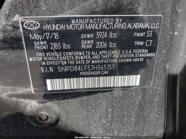 5NPD84LF5JH365151 Hyundai Elantra Value Edition