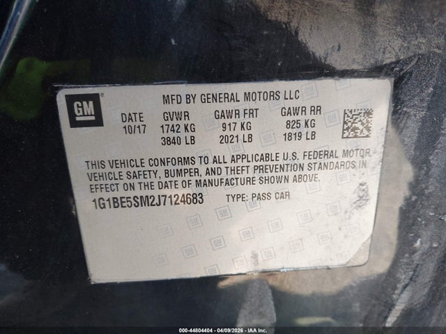 1G1BE5SM2J7124683 Chevrolet Cruze Lt Auto