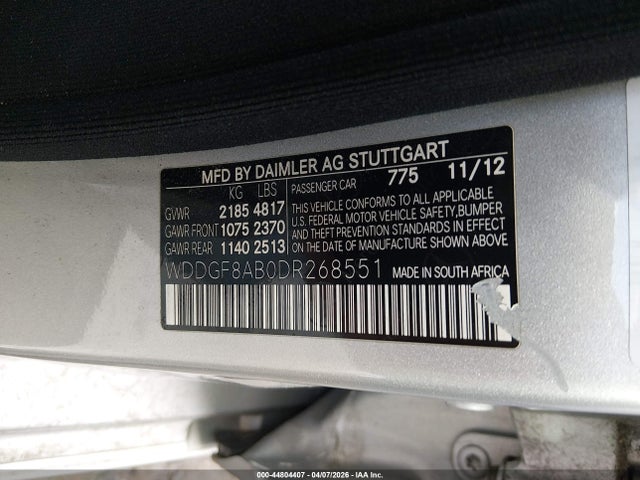 Aukcja sprzedaży 2013 Mercedes-benz C 300 Sport 4matic, vin: WDDGF8AB0DR268551, numer aukcji: 44804407