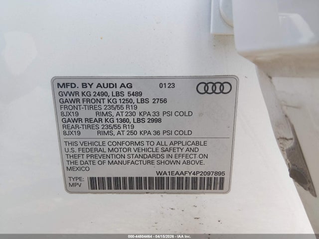 Aukcja sprzedaży 2023 Audi Q5 Premium Plus 45 Tfsi S Line Quattro, vin: WA1EAAFY4P2097895, numer aukcji: 44804464