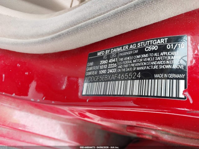 44804473 :رقم المزاد ، WDDGF5EBXAF465524 vin ، 2010 Mercedes-benz C 300 Sport مزاد بيع
