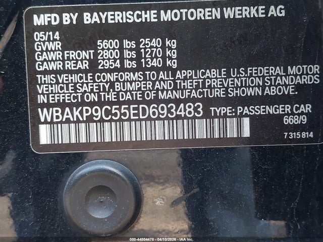 Продажа на аукционе авто 2014 Bmw 550i Xdrive, vin: WBAKP9C55ED693483, номер лота: 44804478