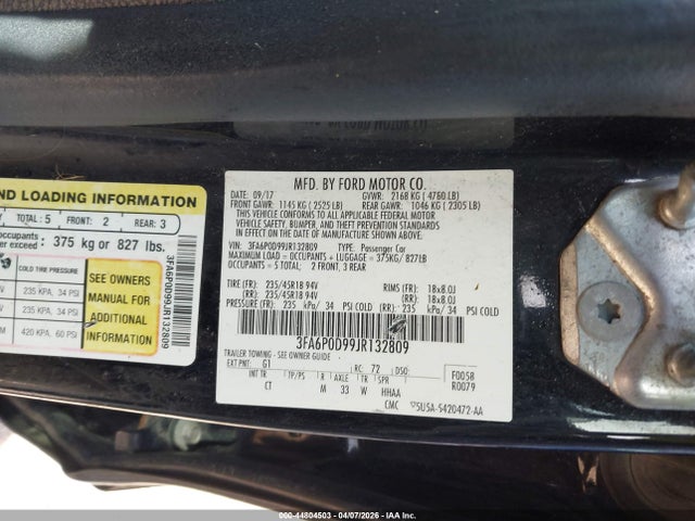 2018 FORD FUSION 3FA6P0D99JR132809 Photo 8