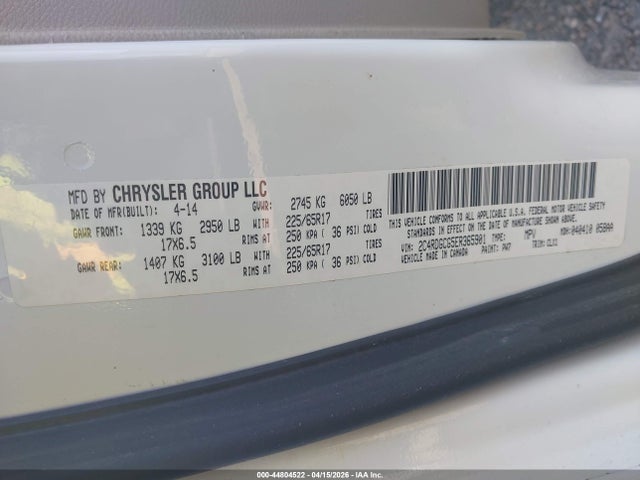 2014 Dodge Grand Caravan Sxt 30th Anniversary მანქანა იყიდება აუქციონზე, vin: 2C4RDGCG5ER365901, აუქციონის ნომერი: 44804522