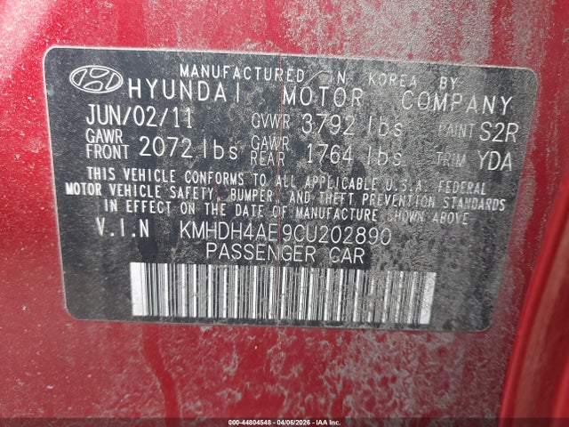 Продажа на аукционе авто 2012 Hyundai Elantra Gls (ulsan Plant), vin: KMHDH4AE9CU202890, номер лота: 44804548