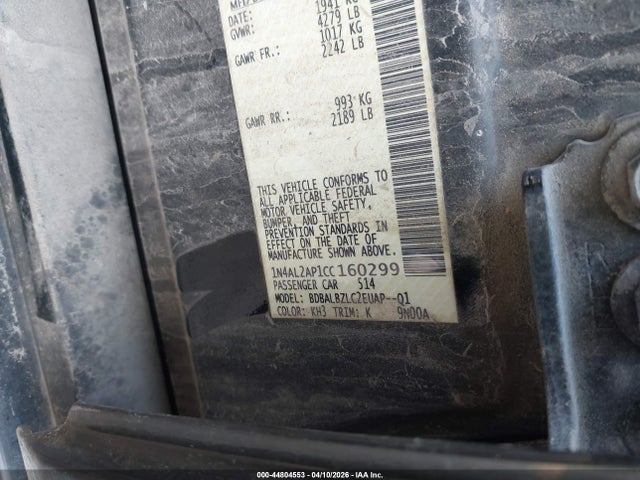 2012 Nissan Altima 2.5 S მანქანა იყიდება აუქციონზე, vin: 1N4AL2AP1CC160299, აუქციონის ნომერი: 44804553