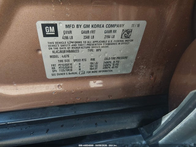 2017 Buick Encore Preferred Ii მანქანა იყიდება აუქციონზე, vin: KL4CJBSB1HB060223, აუქციონის ნომერი: 44804569
