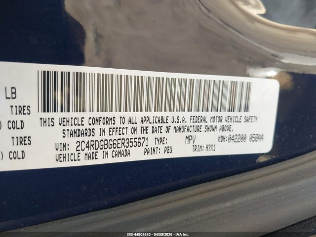 44804580 :رقم المزاد ، 2C4RDGBG6ER355671 vin ، 2014 Dodge Grand Caravan Se مزاد بيع