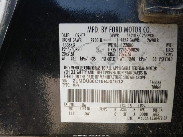 2008 LINCOLN MKX 2LMDU88C18BJ01612 Photo 8